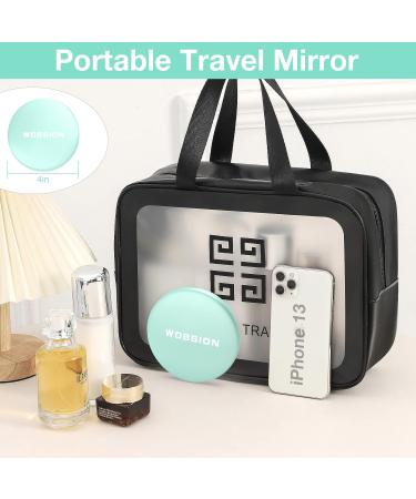 wobsion Travel Makeup Mirror with Lights Rechargeable Dimmable 26 Leds Light Mirror 1x/10x Magnification Compact Mirror with Light 4in Handheld Portable Mirror for Handbag Gifts for Girls Cyan - Buy Online on GoSupps.com