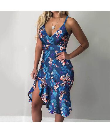 Women's Sexy Deep V Neck Sleeveless Bodycon Mermaid Dress - Dark Blue - Small - Buy Online on GoSupps.com