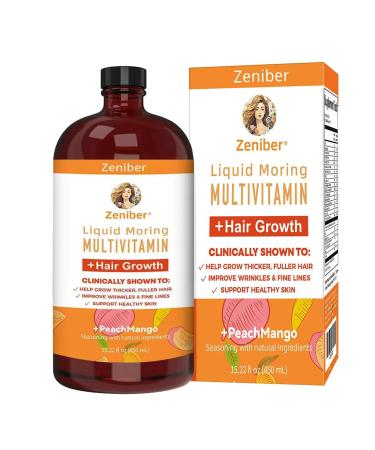 Zeniber MaayRuth Multivitamins Hair Growth| Liquid Multivitamin for Hair Growth | Biotin 10000mcg | Hair & Skin Support Supplement | Clinically Tested for Thicker Hair 15.22Fl Oz