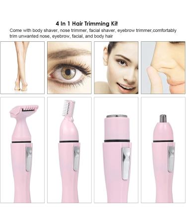 Buy Pink 4 in 1 Nose Hair Trimmer | Portable Electric Ear Nose Beard & Eyebrow Grooming Kit - International Shipping Available - Buy Online on GoSupps.com