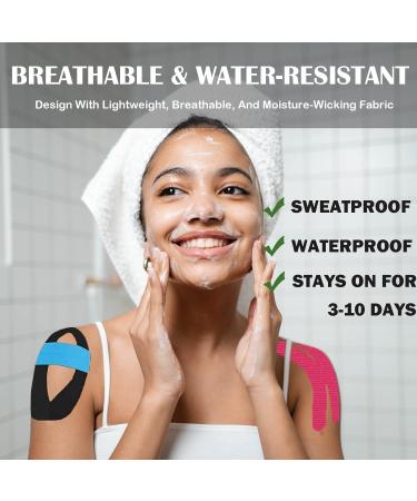 Kinesiology Tape 2" x 16.4ft - Waterproof Latex-Free Athletic Tape for Knee & Joint Pain Relief | Elastic Therapeutic Sports Tape for Improved Circulation & Muscle Support - Buy Online on GoSupps.com