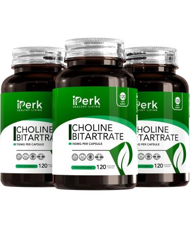 Choline Bitartrate 700mg Nootropic Supplement | 120 Capsules | Non-GMO & Vegetarian Friendly | Made in UK - Buy Online on GoSupps.com