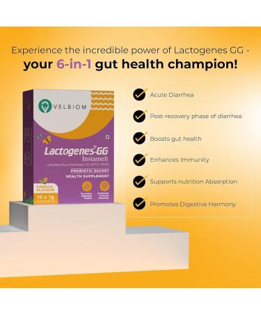 Lactogenes-GG Instamelt Probiotic Health Supplement Promotes Digestive System Enhaces Immune Response - 1g*10 Sachets Vanilla Flavour - Buy Online on GoSupps.com