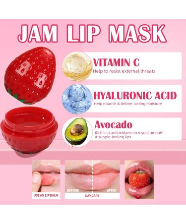 6 PCS Bee Lip Balm Lip Mask Furit Pot Strawberry & Apple & Lemon & Peach Moisturizing Honey Balm Lip Sleeping Mask Lip Mask Overnight for Reduce Fine Lines Repair Dry Cracked Lips - Buy Online on GoSupps.com