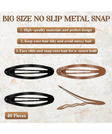 40-Piece Non Slip Oval Hair Clips Set for Women and Girls - Black and Brown Metal Hair Barrettes - 2.8 Inch Hair Accessories for Styling - Buy Online on GoSupps.com