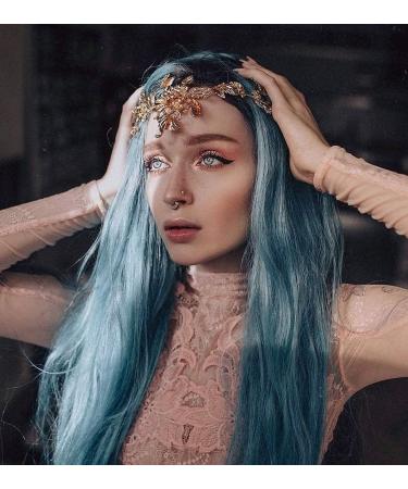 ColorfulPanda Long Wavy Blue Grey Synthetic Wig with Bangs for Women - Anime Cosplay Costume Party Hairpiece - Buy Online on GoSupps.com