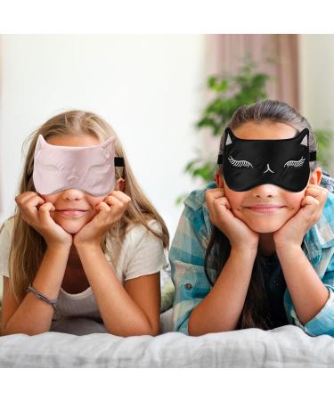 Buy Cat Silk Sleep Mask - 2 Pack Cute Satin Eye Masks for Kids Adjustable Blindfold for Girls & Boys - Perfect for Sleep & Party Games - Buy Online on GoSupps.com