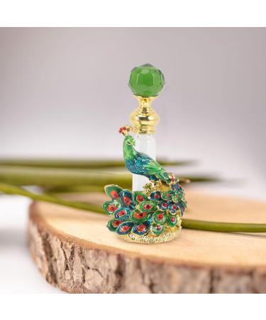 Beaupretty Vintage Peacock Perfume Bottle - Elegant Green Crystal Essential Oil & Fragrance Decor - Buy Online on GoSupps.com