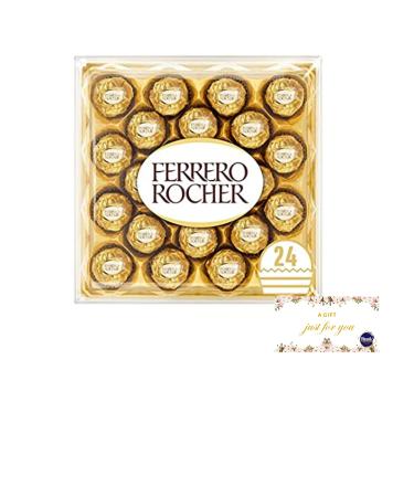 Hezvic Ferrero Rocher 24 Piece 300g Chocolate Gift Set with a Thank You Sticker - Gift for Birthday Christmas Valentine's Day and Mother's Day