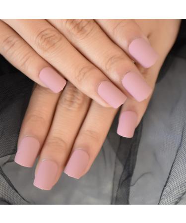 Dried Rose Matte Short Square Acrylic False Nails - 24pcs Set | International Shipping - Buy Online on GoSupps.com