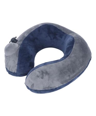 Cyllde Self-bladable travel cushion-U-shaped portable neck support for sleeping and nasch-dark blue with gray-compact and comfortable design