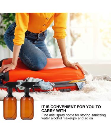 Uonlytech 4pcs Amber Plastic Spray Bottles 500ml - Refillable Empty Spray with Black Trigger for Essential Oils & Cleaning Solutions - International Shipping Available - Buy Online on GoSupps.com