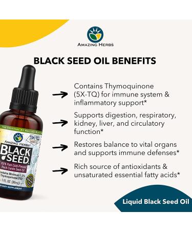 Amazing Herbs Black Seed Oil - Cold Pressed - Premium Quality - 1 fl oz (Pack of 1) - Buy Online on GoSupps.com