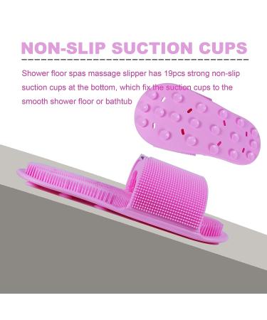 Hizolvio Shower Foot Scrubber - Silicone Bristle Cleaning Brush Slipper for Spa Massager - Exfoliating Dead Skin Remover - Non-Slip Suction Cups - Pink - Buy Online on GoSupps.com