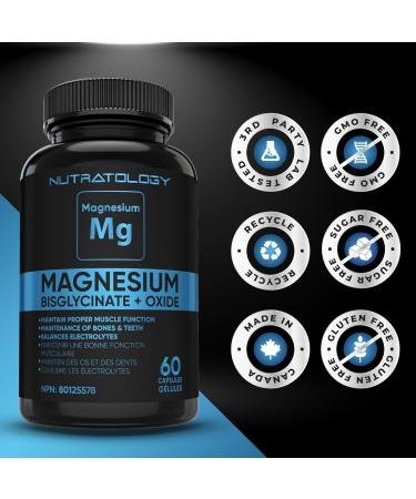 Magnesium Bisglycinate + Oxide - Relaxes Muscles Improves Sleep Quality Maintains Proper Muscle Functions Balances Electrolyte Levels Enhances Bone Density - 60 Capsules - 250MG Per Capsule 60 count (Pack of 1) - Buy Online on GoSupps.com