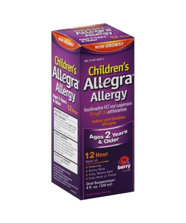 Allegra Childrens 12 Hour Allergy Relief Berry 4-Ounce (Pack 2)