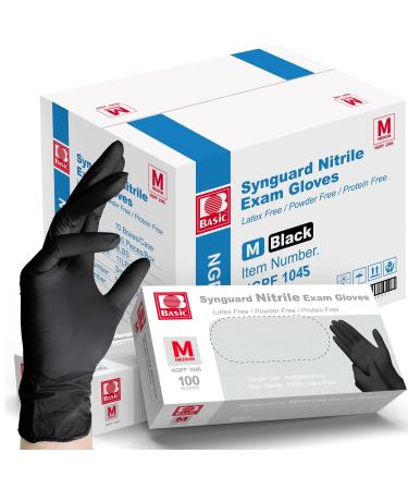 Basic Medical Black Nitrile Exam Gloves - 5 Mil - Latex-Free & Powder-Free - NGPF 1045 (Case of 1 000) Medium Black Medium Gloves