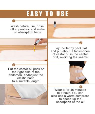 2 Pack Castor Oil Belt Set - Adjustable Reusable with Neck Bag & Fusster Pocket for Relaxation | Prevent Leakage - Khaki - Buy Online on GoSupps.com