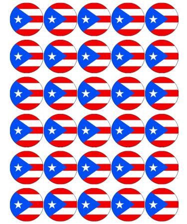 30 Puerto Rico Flags Cupcake Toppers Edible Wafer Paper Fairy Cake Toppers Birthday Cake Decorations