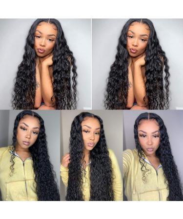 Hisakus Brazilian Curly Water Wave T Part Lace Front Wig 14 Inch - Human Hair Wet and Wavy Wig for Black Women - Pre Plucked with Baby Hair - Glueless Frontal - Pack of 1 - Buy Online on GoSupps.com