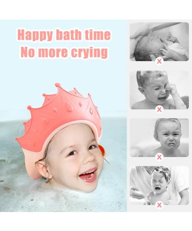 Baby Shower Cap Shield for Kids | Visor Hat for Eye & Ear Protection | Hair Washing Guard | Cute Crown Shape | Pink | Ages 0-9 - Buy Online on GoSupps.com