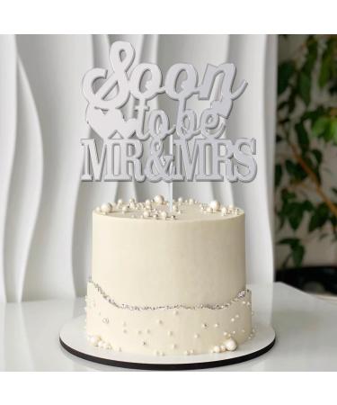 Trimming Shop Acrylic Cake Toppers | Soon To Be Mr And Mrs Cake Topper | Heart | Wedding Cake Decorations Cake Picks for Engagement Bridal Shower Bachelorette Party Supplies Mirror Silver