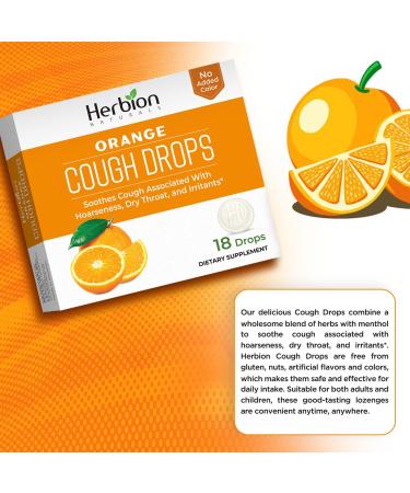 HERBION Naturals Cough Drops with Natural Orange Flavor Dietary Supplement Soothes Cough for Adults and Children Over 6 Years 18 Drops Pack of 6 - Buy Online on GoSupps.com