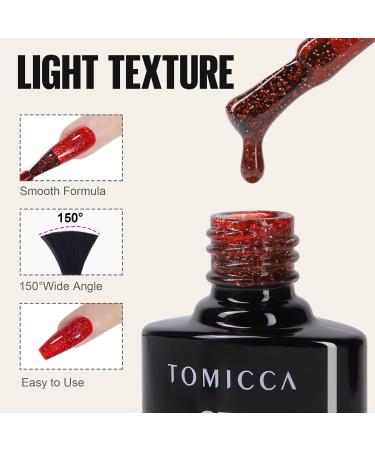 TOMICCA Red Glitter White Gel Nail Polish Set - UV Dark Red Gel Polishes for DIY Home Salon, Mothers Day Gifts - 4PCS - Buy Online on GoSupps.com