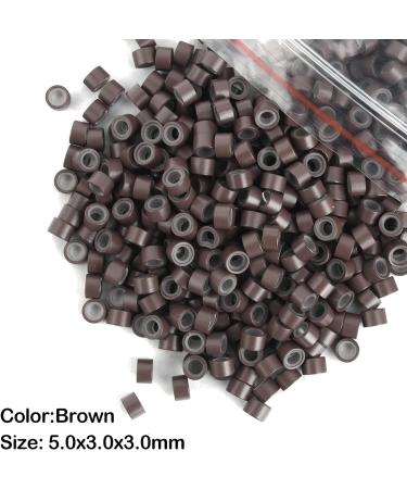 Vlasy 400 Pcs Silicone Micro Rings for I Tip Hair Extensions 5mm Micro Nano Beads Micro Links Hair Beads (Brown) Micro-5mm-400Pcs Brown - Buy Online on GoSupps.com