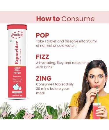 PURITEO-EQUACIDER Apple Cider Vinegar Effervescent Tablets with The Mother Vegan No Added Sugar Non-GMO & Gluten-Free Tablet - (60 Tablets Pack of 4) - Buy Online on GoSupps.com