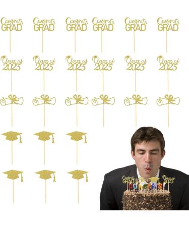Jikiaci Graduation Cupcake Toppers Graduation Cupcake Toppers 2023 | Class of 2023 Graduation Caps Cupcake Picks for Party Cake Decorations Supplies Gold - Buy Online on GoSupps.com