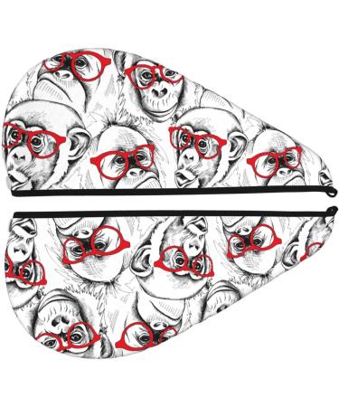 Hair Towel Wrap with Button | Quick Drying Towel Turban for Effortless Hair Drying (Monkey Design - Buy Online on GoSupps.com