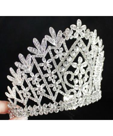 Daisy Clear Austrian Crystal Rhinestone Tiara Crown - Silver | Perfect for Bridal, Prom, Pageant - T1861 - Buy Online on GoSupps.com