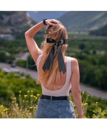 Leogony Hair Bows Clip Black Hair Ribbons with Long Silky Satin for Girls Women - Buy Online on GoSupps.com