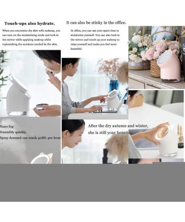 Beauty Makeup Humidifier USB Large Capacity Nano Humidification Desktop Vanity Mirror Atomizer 2 in 1 Home Sauna SPA Facial Warm Mist Humidifier Steamer Pink - Buy Online on GoSupps.com