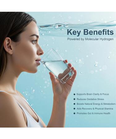 Molecular Hydrogen Water Tablets with Magnesium - 8 PPM Molecular Hydrogen Tablet for Drinking Water Rich in Antioxidants Supports Cellular Health Recovery & Cognitive Function | 60 Tablets - Buy Online on GoSupps.com