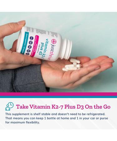 Just Thrive Vitamin K2-7 + D3 Supplement - 60 Vegetable Capsules for Immune, Heart, and Bone Health - Buy Online on GoSupps.com