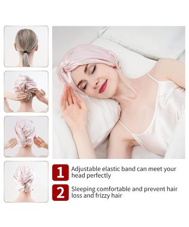 RunSure Silk Bonnet - 22 Momme Silk Sleep Cap for Women, Pink - Elastic Band for Straight, Curly, Frizzy Hair - Buy Online on GoSupps.com
