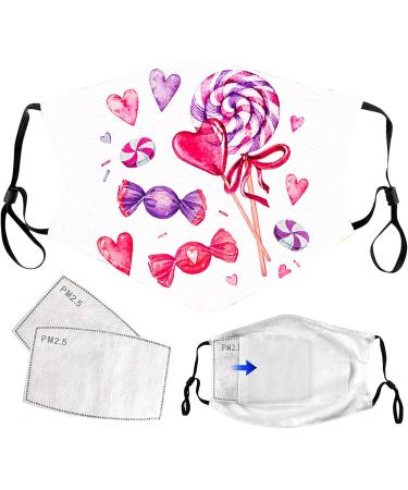 ZQP 1PC+2PCS Christmas Valentine's Day Face_Masks for Adult Resuable Washable Printed Face Bandanas Breathable for Outdoor Working Traving Camping - Buy Online on GoSupps.com