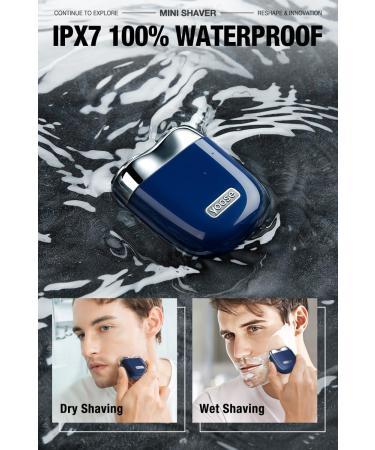 Alloy Mini Electric Razor for Men Portable Cordless Travel Electric Shaver USB-C Rechargeable Electric Shavers for Men IPX7 Waterproof Magnetic Detachable Head Dry Shave Leather Case Included Blue - Buy Online on GoSupps.com