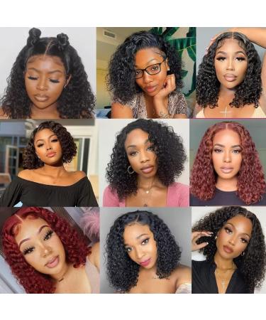 UKASI Short Curly Bob Wig 12 Inch 100% Virgin Human Hair | Deep Wave 13x4 Lace Frontal Wigs for Women | Pre Plucked 180% Density True To Length | Natural Black Color - Buy Online on GoSupps.com