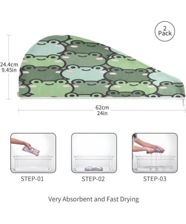 Shop Cute Frog Dry Hair Cap | 2-Piece Quick Drying Towel Set with Button Headband | Super Absorbent & Comfortable - Perfect for International Shipping - Buy Online on GoSupps.com