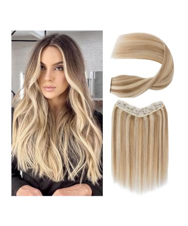 Hair Extensions One Piece Hair Extensions #8/613 Real Human Hair Extensions Straight 5 Clips In One Piece Human Hair Extensions 120 Grams Straight Invisible Hairpiece Hair Pieces(22 inches) 22 inches 120g/Set