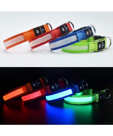 MASBRILL Waterproof LED Dog Collar - Adjustable USB Charging Neck Band for Small & Medium Dogs - 3 Lighting Modes - Green (M: 38-50cm) - Buy Online on GoSupps.com