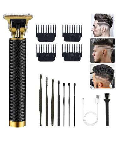 Hair Clippers for Men, Professional Hair Trimmer T Blade Trimmer Zero Gapped Trimmer, Cordless Rechargeable Beard Trimmer Shaver Hair Cutting Kit with Guide Combs (Black) Pure Textured Black