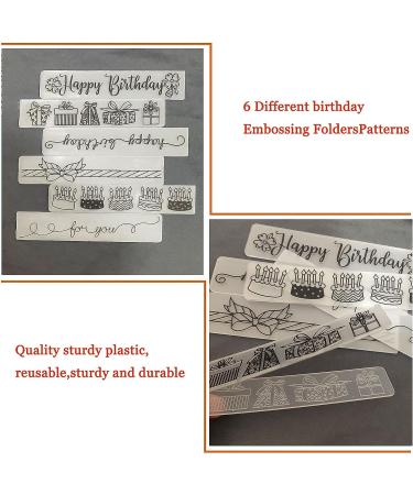 6Pcs Birthday Plastic Embossing Folders - DIY Craft Gift Templates for Happy Birthday, Love You, Cake Mold - Perfect for Paper Card Making, Scrapbooking, and Craft Decoration - Buy Online on GoSupps.com