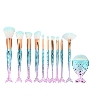 10pcs Mermaid Makeup Brushes Set - Professional Fishtail Cosmetic Brushes for Blush & Beauty - Buy Online on GoSupps.com