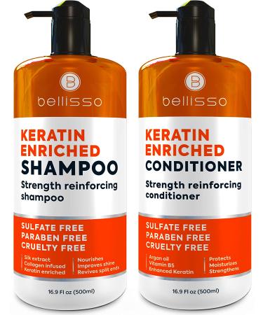 Keratin Shampoo and Conditioner Set - Sulfate Free Deep Treatment with Morrocan Argan Oil - Anti Frizz for Dry Hair and Extra Shine