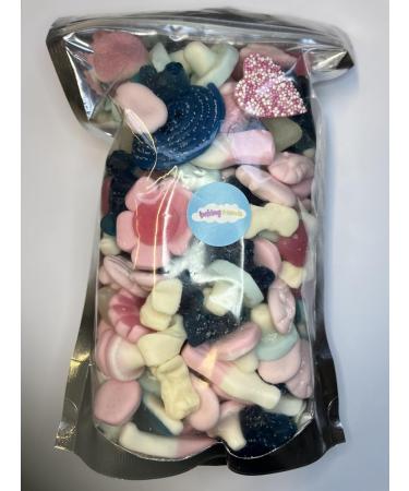 Blue & Pink Retro Sweets Gift Bag Assorted Sweet Pick N Mix Candy Pouch 600g Great Birthday Gift Baby Shower - Buy Online on GoSupps.com