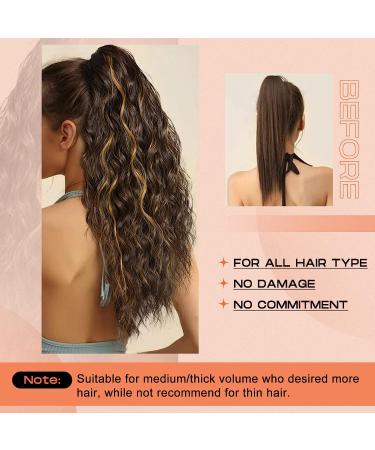 SEIKEA 18 Multi-Layered Claw Ponytail Extension in Chocolate Brown with Caramel Blonde Highlights - Soft Natural Synthetic Hairpiece for Women - Buy Online on GoSupps.com